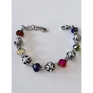 Brighton Latika Beaded Silver Bracelet excellent condition multi colors